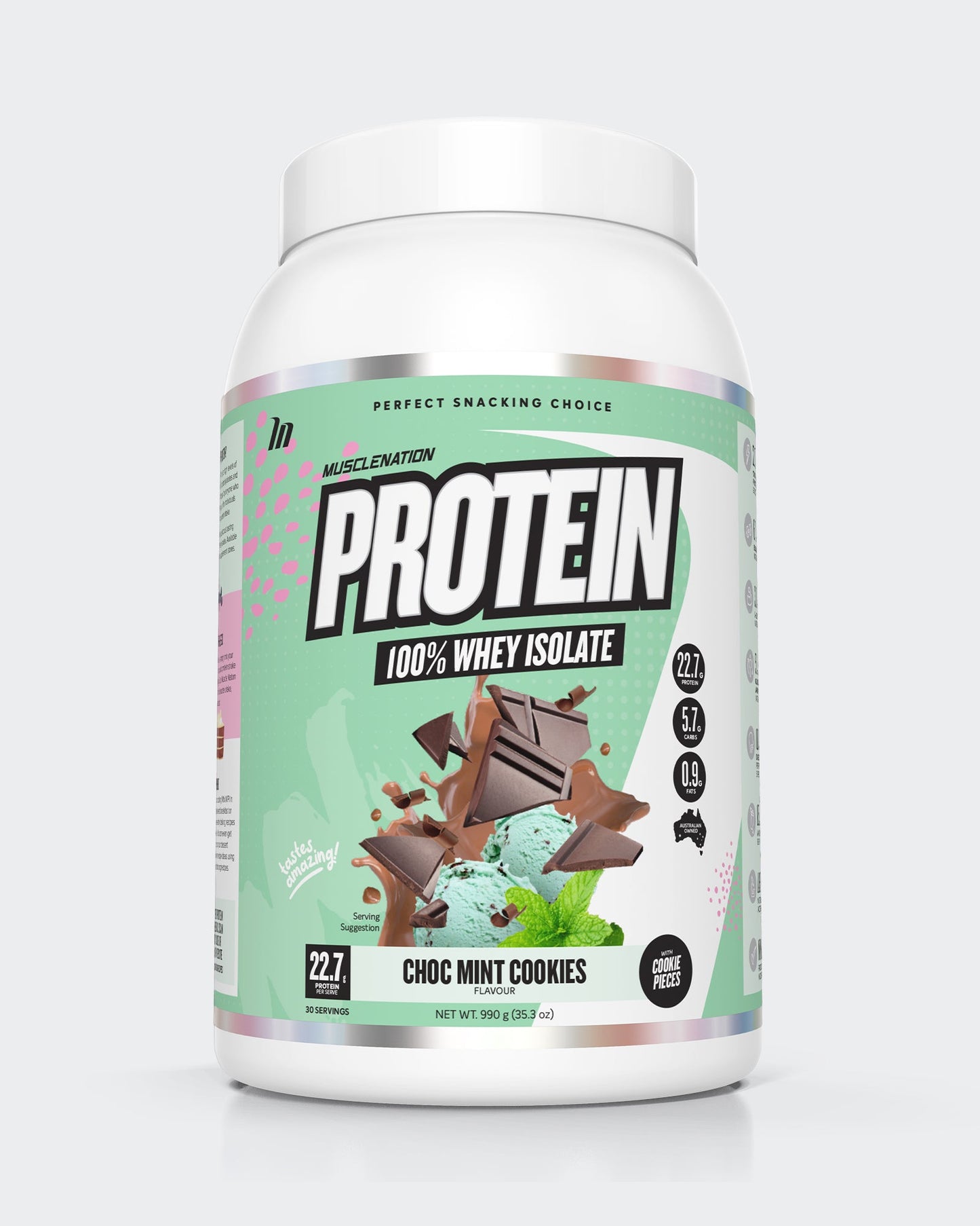 MUSCLE NATION PROTEIN 100% WHEY ISOLATE - CHOC MINT COOKIES