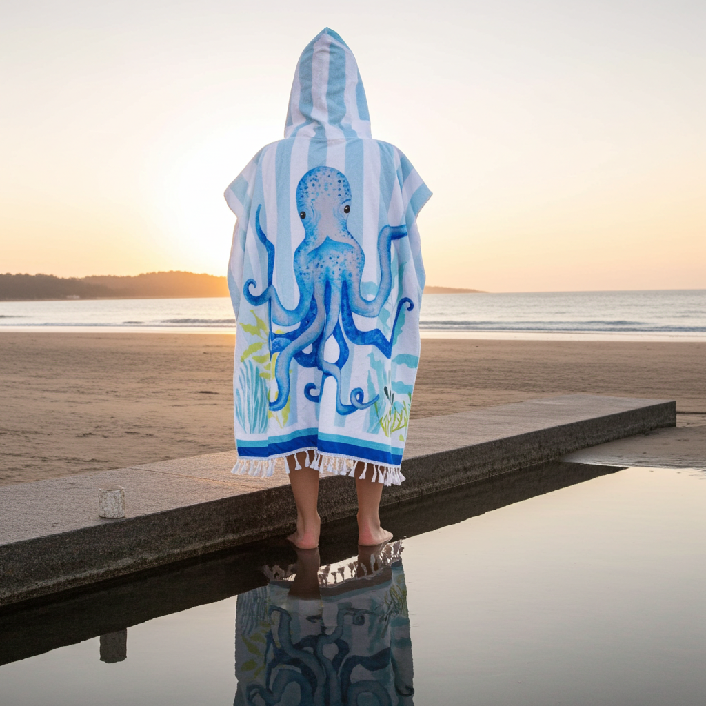 Kids Towel Poncho Octopus