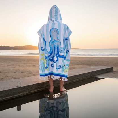 Kids Towel Poncho Octopus